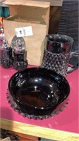 Tiara black glass shaker set, 5’’ bowl & mug
