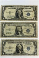 (3) 1935 BLUE SEAL SILVER CERTIFICATES
