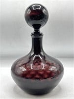 Vintage Mid-century purple glass decanter, 11" h.