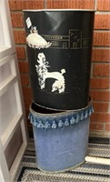 2 vintage garbage cans 13”T x 10”W