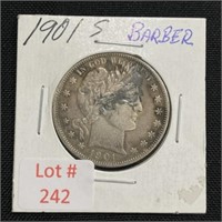 1901-S Barber Silver Half Dollar