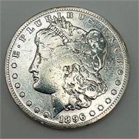 1896 Morgan Silver Dollar Coin - Cleaned