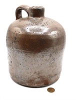 1800s Mottled Brown Pottery Jug, Jasper Bishop GA