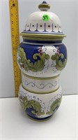 SIGNED CERAMIC JAR WITH LID FROM ITALY 16" TALL