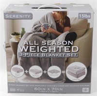 * New 3 piece 15 lb Grey Weighted Blanket