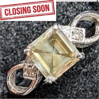 $9360 14K  Diamond (1.1Ct,I1,Yellowish Green) Diam
