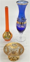 3pc Bohemian Decorated Glassware