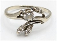 Ladies 14K White Gold Diamond Flower Ring