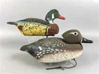 L.L. Bean Pair of 1950s Wood Duck Decoys, glass