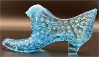 Fenton Blue Opal Hobnail Cathead Slipper Uv