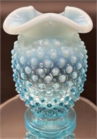 Fenton Blue Opal Hobnail Hatpin Vase Uv Reactive
