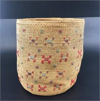 Hand coiled cedar basket, Pacific Northwest origin