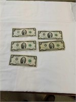 5 $2 Bills