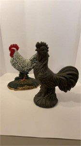 Lot of 2 Roosters one is Cast Iron