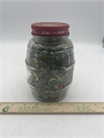 Vintage HC Coffee Jar w lid full of glass stones