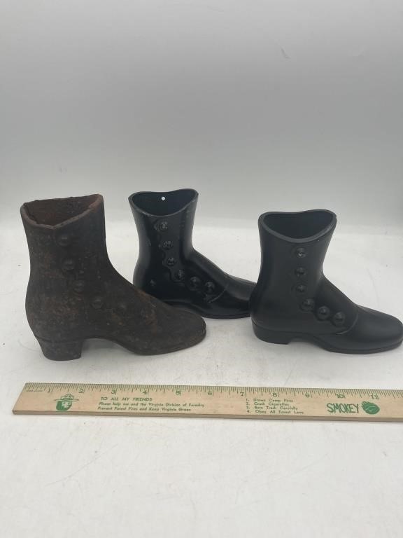 Vintage cast Iron and metal Boots