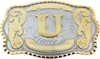 $16 New Initial U Rodeo Cowboy Western Belt Buckle