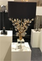Gold Leafs Lamp With Black Shade