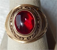 10k Gold & Synthetic Ruby Ring 12.76g