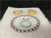 5 Crystal Necklaces, Earrings, Bracelets