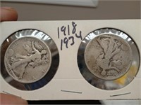 1918 1934 silver walking liberty half dollars 2