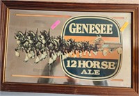 VTG Framed Genesee 12 Horse Ale Beer Mirror