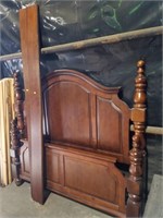 Wood full size bed with rails