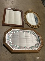 3 Decorative Vintage Wall Mirrors.