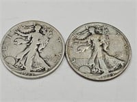 2 Silver Walking Liberty Half Dollar 1933 S Coins