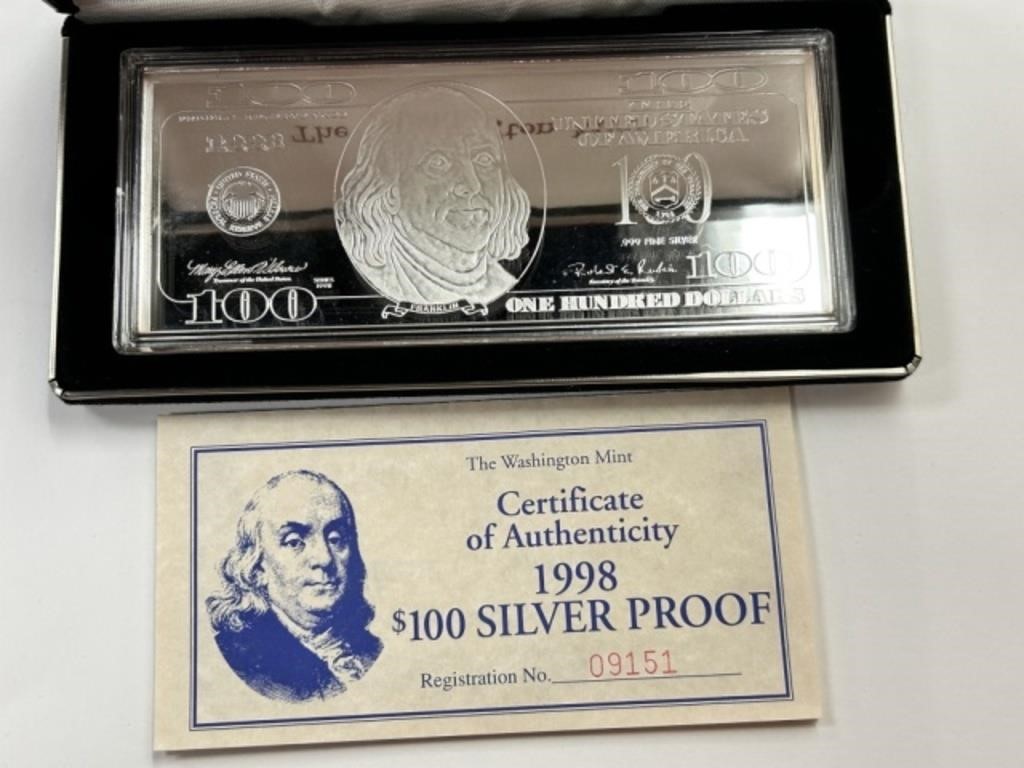 4 oz. Silver $100 Note Bar