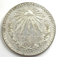 1938 Peso Brilliant UNC Mexico