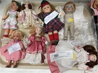 Tray- Assorted Composition & Porcelain Dolls
