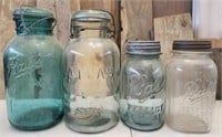 4pcs Gorgeous Blue +Clear Glass Mason Jars