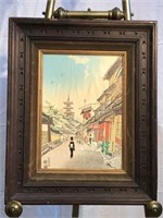 "Street Scene in Kyoto…" Japanese Woodblock Print