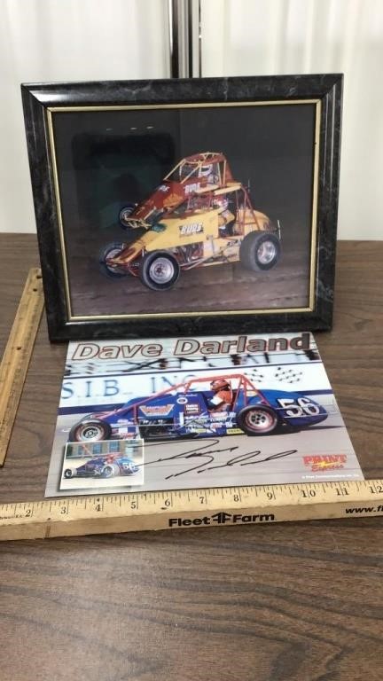 Sprint car photo & autographed Darland Card