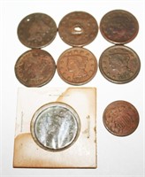 1865 2 Cent Piece, (7) Lg Cent Pieces