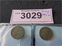 1920 D F and 1921 S V Wheat pennies