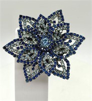 1940's Brilliant Blue Rhinestone FINE Brooch