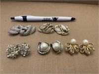 5 pairs clip on earrings - some pearl