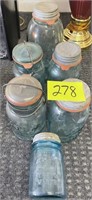 bell top & zinc lid blue jars