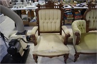 Walnut Eastlake chair (has tears)