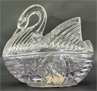 Vintage Crystal Swan Trinket Dish