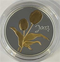 2002 Golden Tulip Sterling Silver 50 Cent Coin
