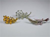 Vintage Unsigned Coro Brooches: Moon Glow