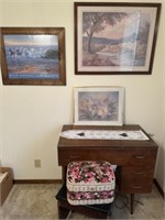 Singer Sewing Machine W/Bench, Sewing Box