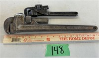 Ridgid 18" repaired pipe wrench, 10" pipe wrench