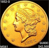 1852-O $20 Gold Double Eagle UNCIRCULATED