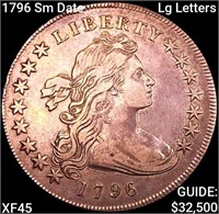 1796 Sm Date Lg Letters Draped Bust Dollar NEARLY