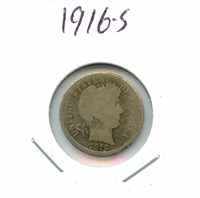 1916-S Barber Silver Dime