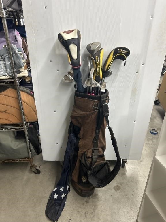 Gold club with carrying case and golf clubs